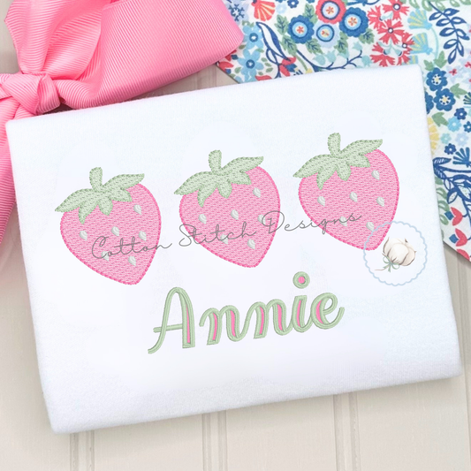 Strawberry Trio Sketch Embroidery Design