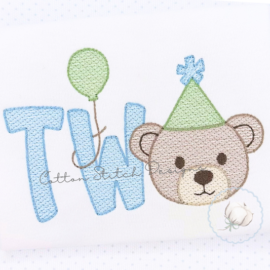 Teddy Bear Birthday Two Embroidery Design