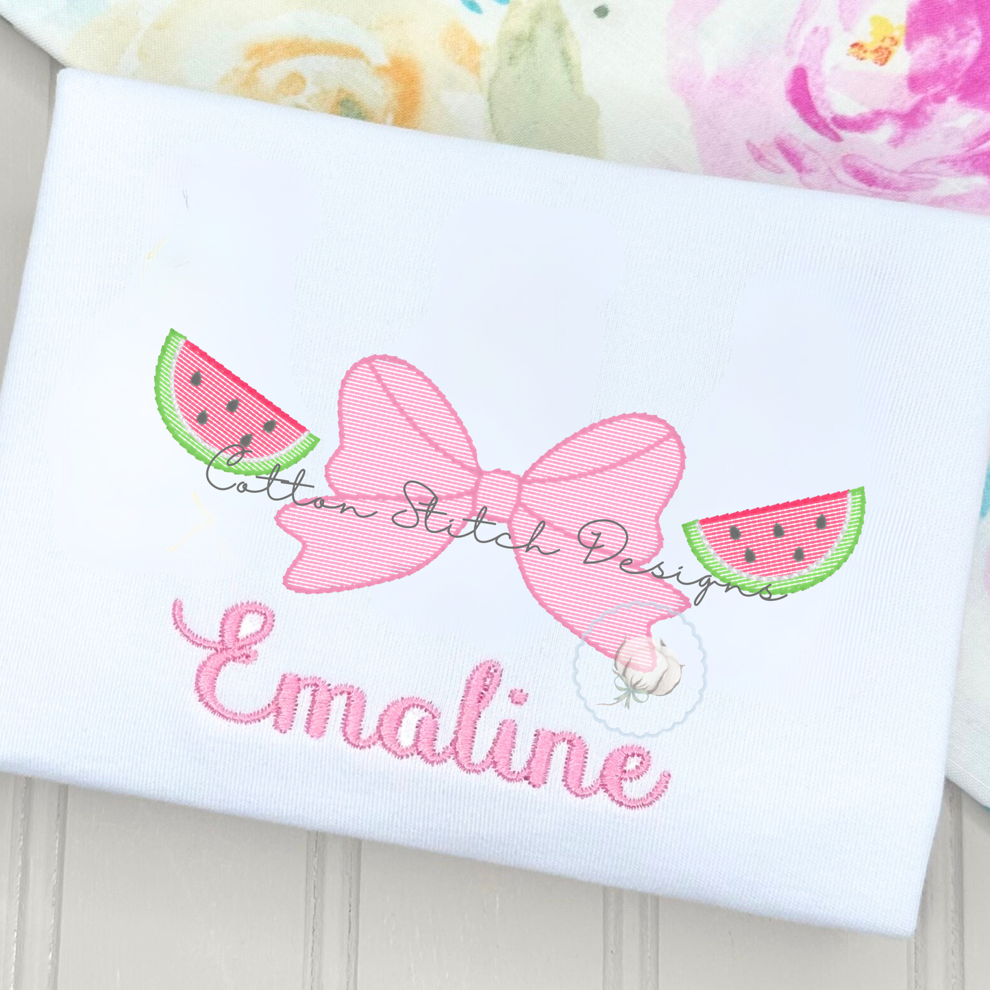Watermelon Bow Embroidery Design