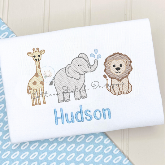 Zoo Animal Trio Embroidery Design