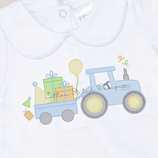 Birthday Tractor Embroidery Design