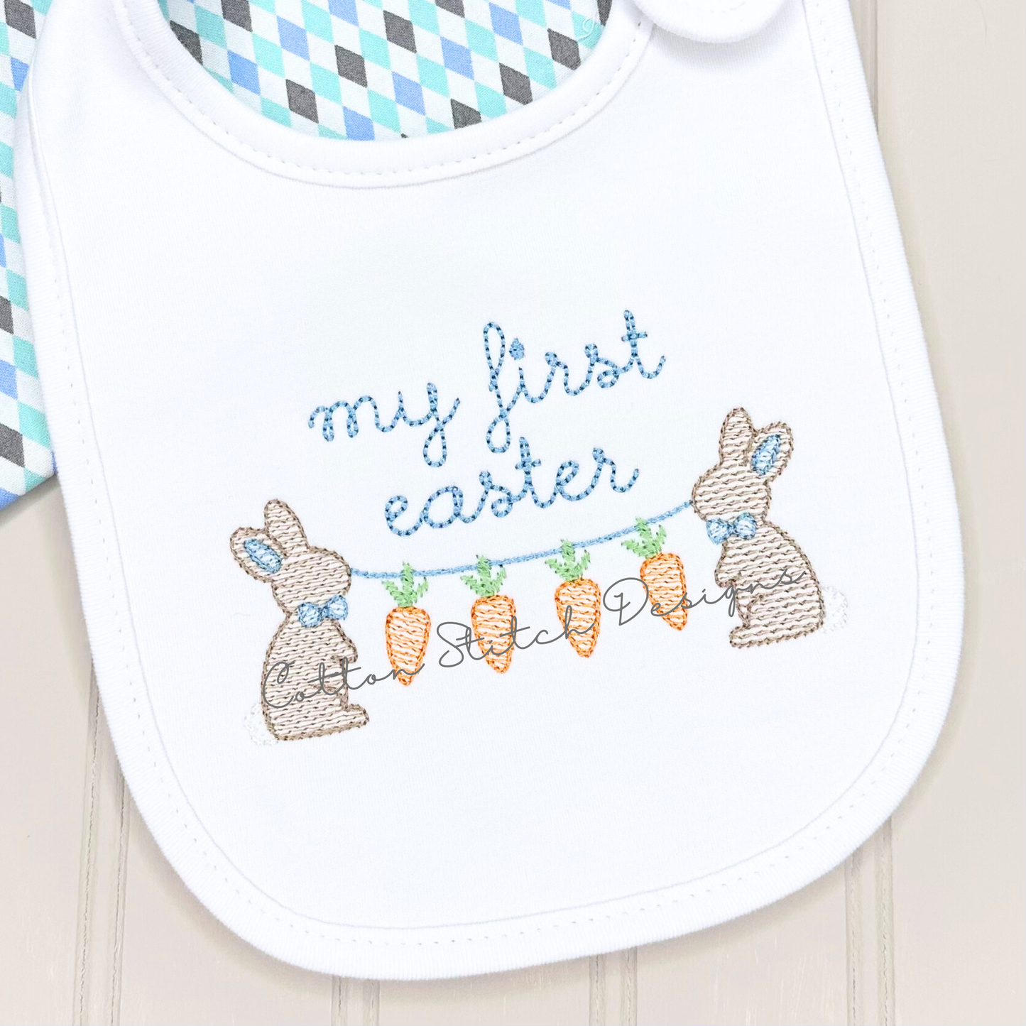 Bunny Carrot String Embroidery Design