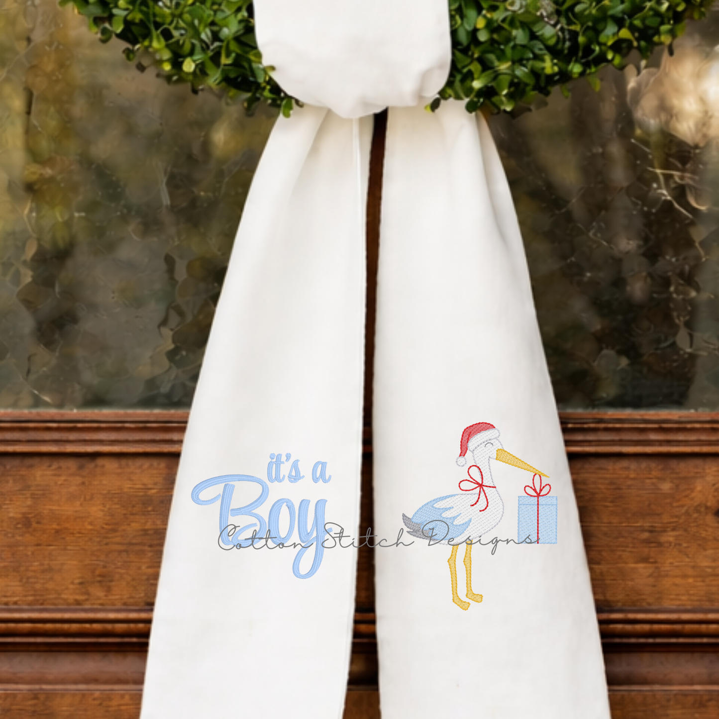 Christmas Stork Sketch Stitch Embroidery Design