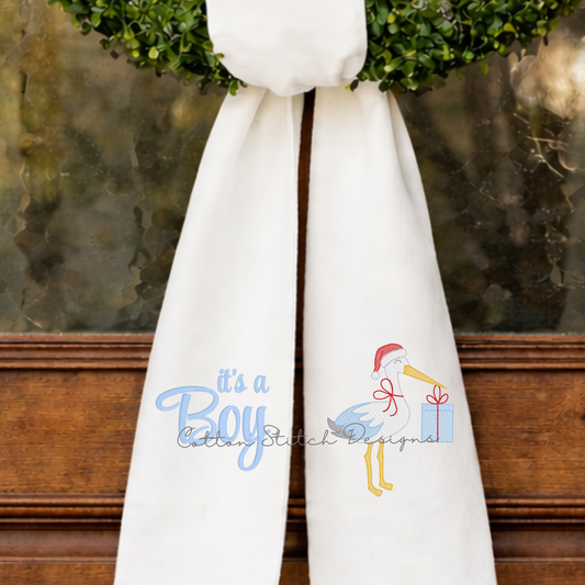 Christmas Stork Sketch Stitch Embroidery Design