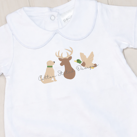 Dog Deer Mallard Fill Stitch Embroidery Design