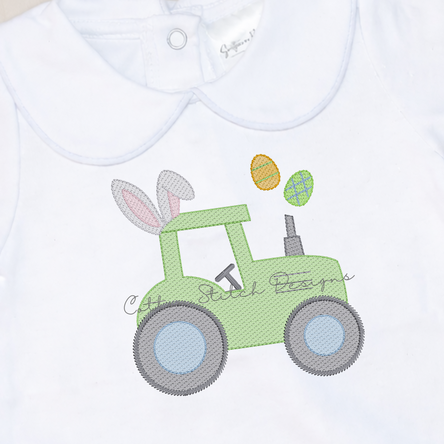 Easter Bunny Tractor Embroidery Design