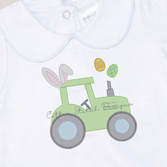 Easter Bunny Tractor Embroidery Design