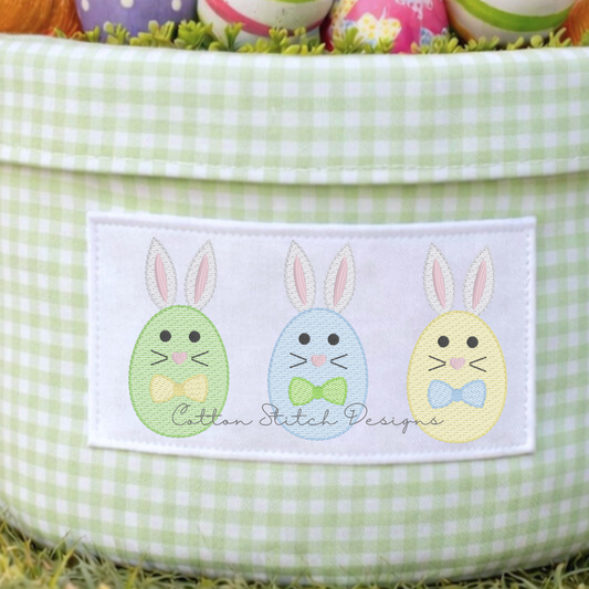 Bunny Egg Bow Tie Trio Embroidery Design