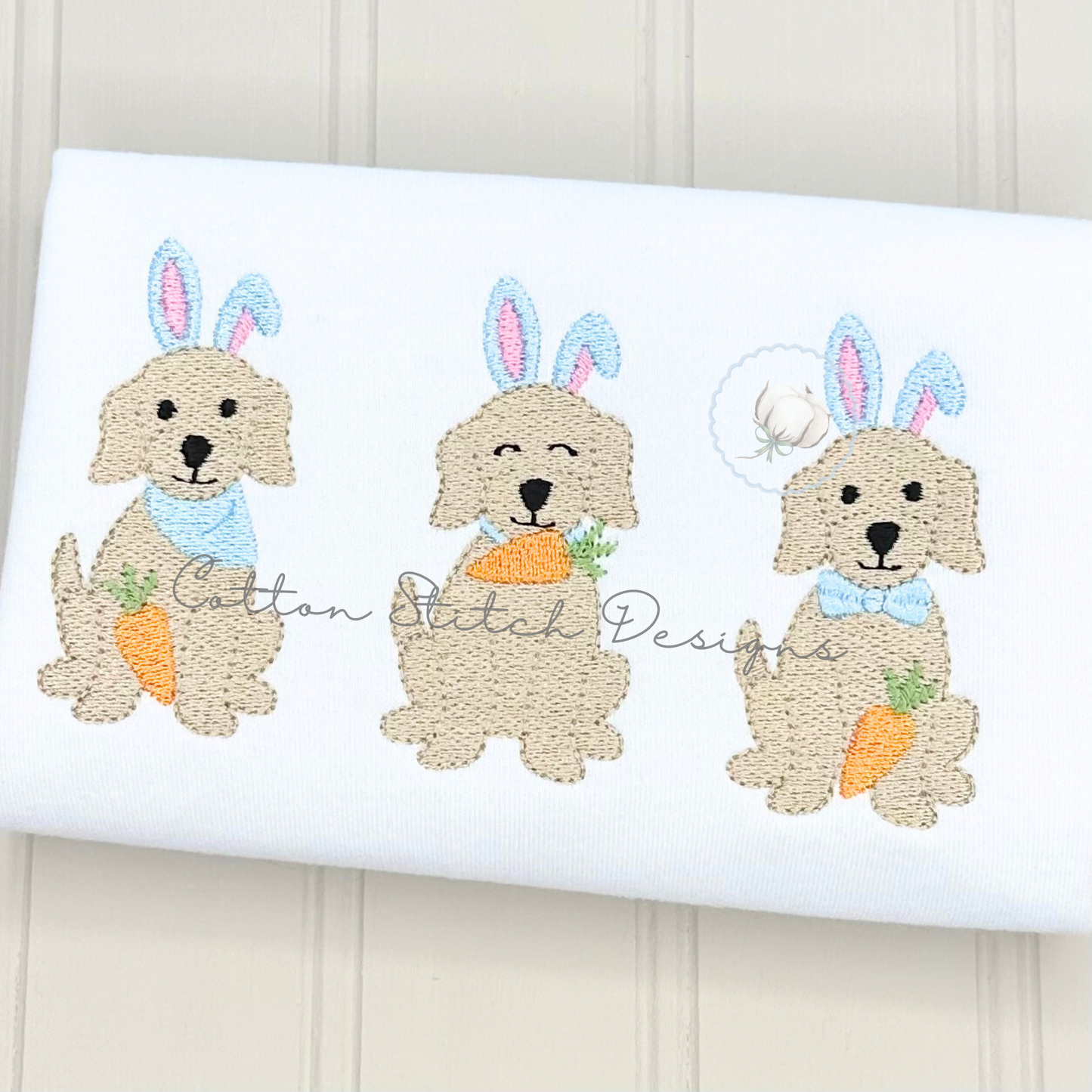Easter Puppy Trio Fill Stitch Embroidery Design
