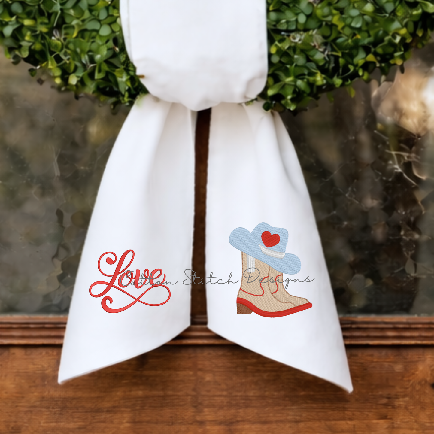Mini Cowboy Boots and Heart Hat Fill Stitch Embroidery Design