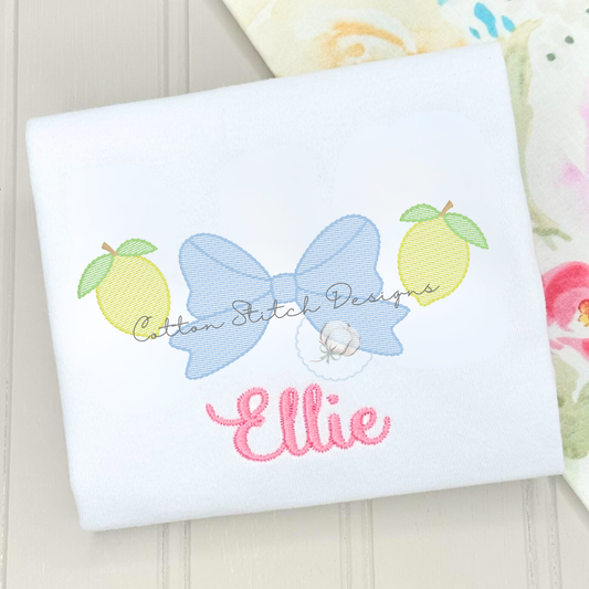 Lemon Bow Embroidery Design