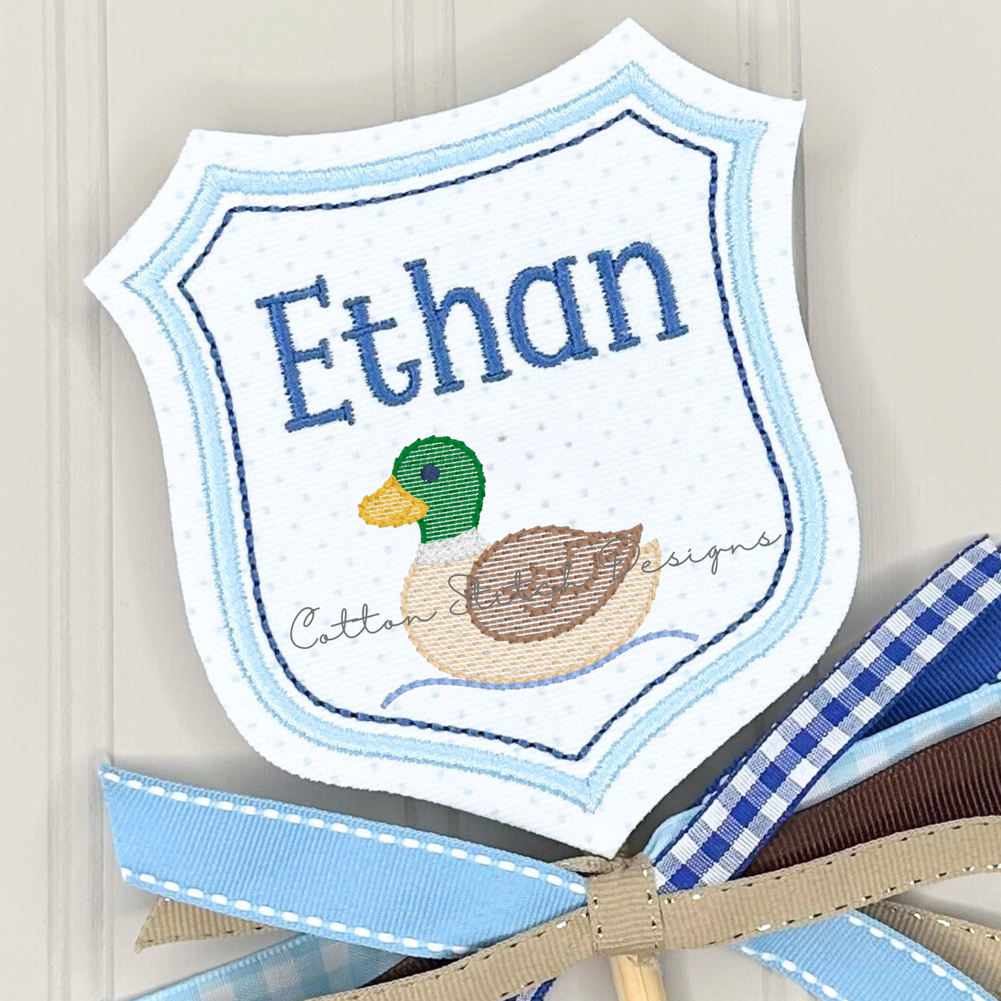 Mini Mallard Duck in Water Sketch Embroidery Design