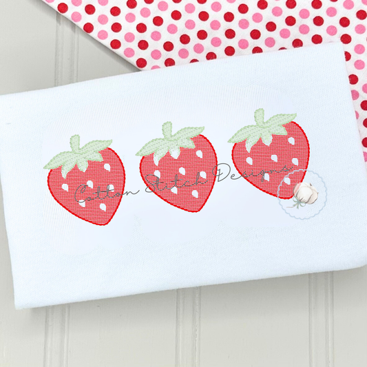 Strawberry Trio Sketch Embroidery Design