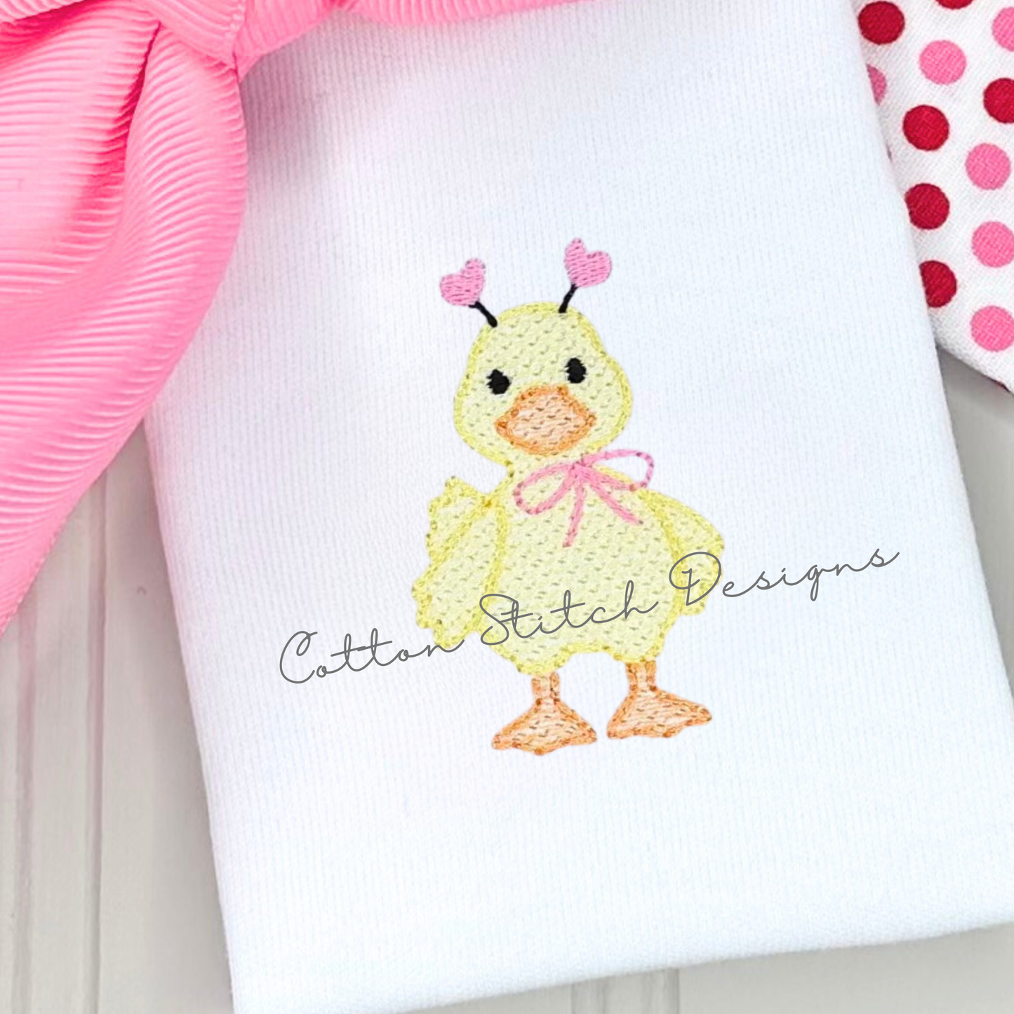 Mini Cute Valentine Duck Sketch Embroidery Design