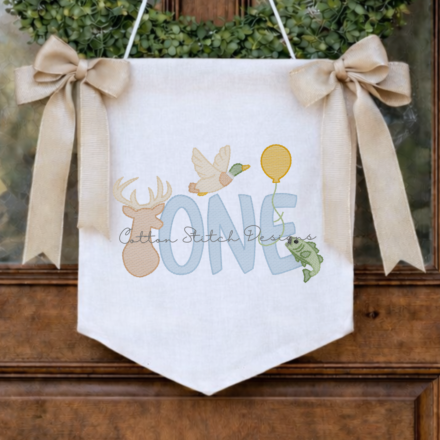 First Hunt One Birthday Sketch Embroidery Design